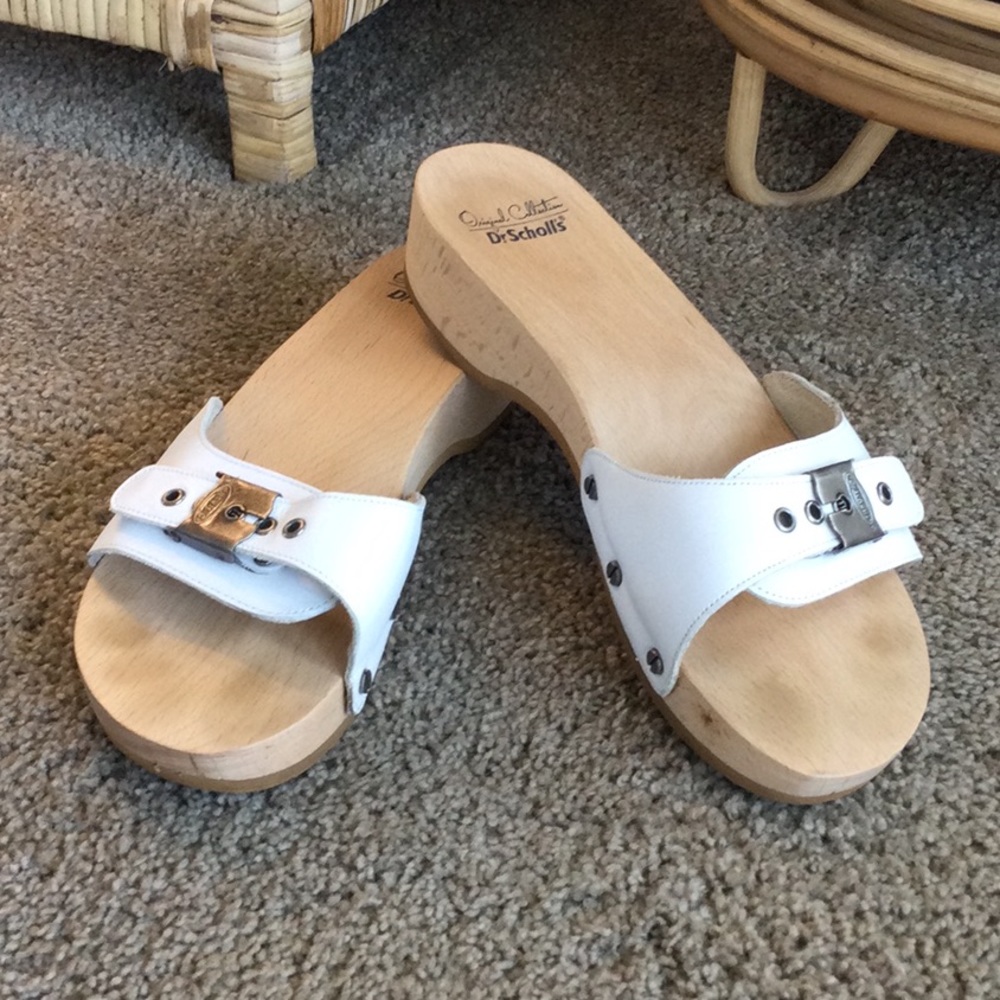 Dr Scholls Original Wooden Clogs in White 7
